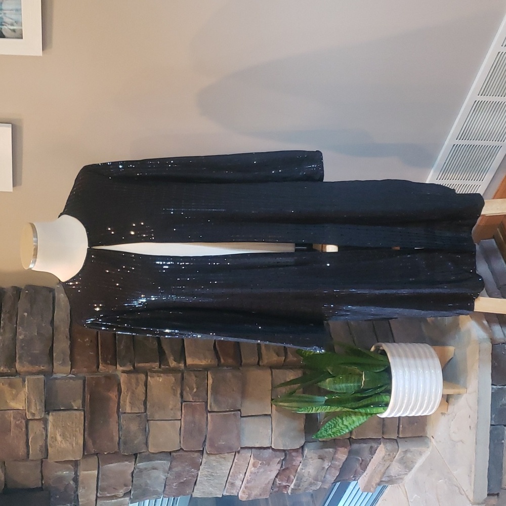 Anne Kline black sequins top